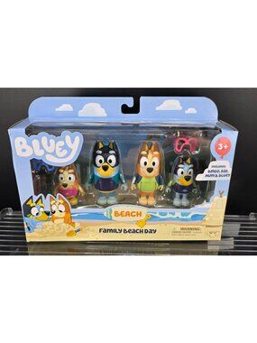 Bluey Family Beach Day Figure Playset For Kids Age 3+